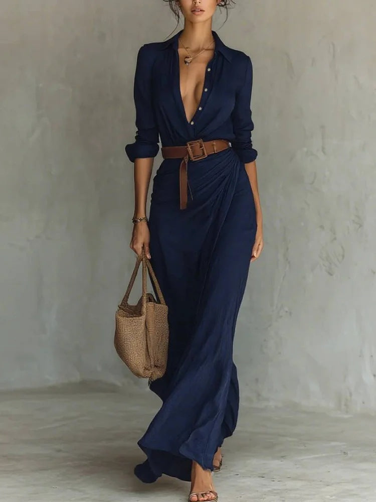 Irregular pleats and a belt