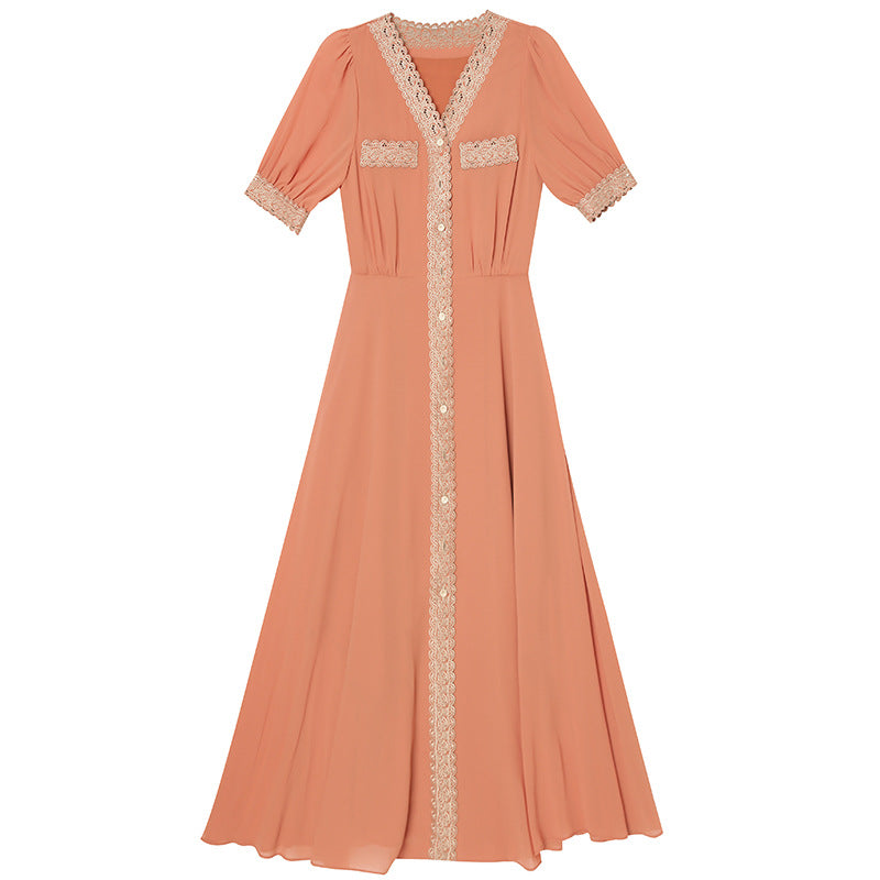 Tall embroidered thin long big swing skirt