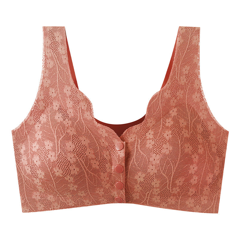 Seamless bra with a front-opening button