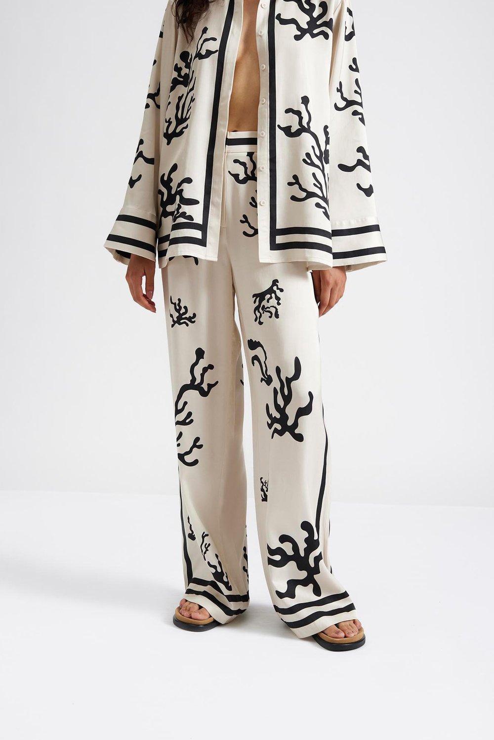 Two loose and casual pieces with printed and color-blocked patterns