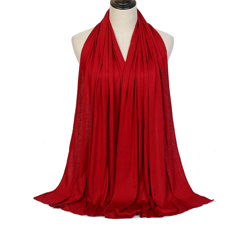 Middle Eastern solid-color mercerized cotton headscarf