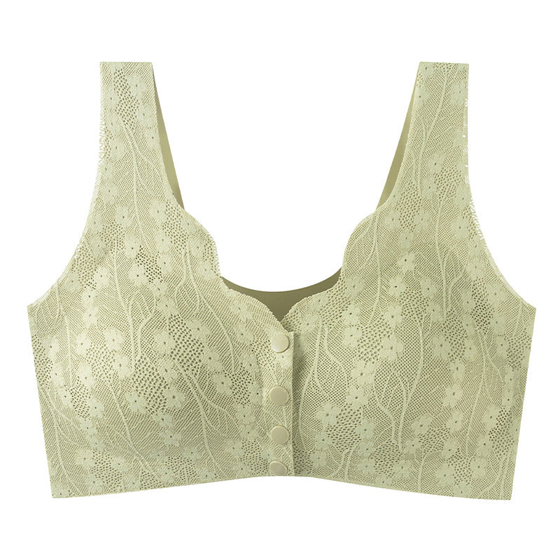 Seamless bra with a front-opening button