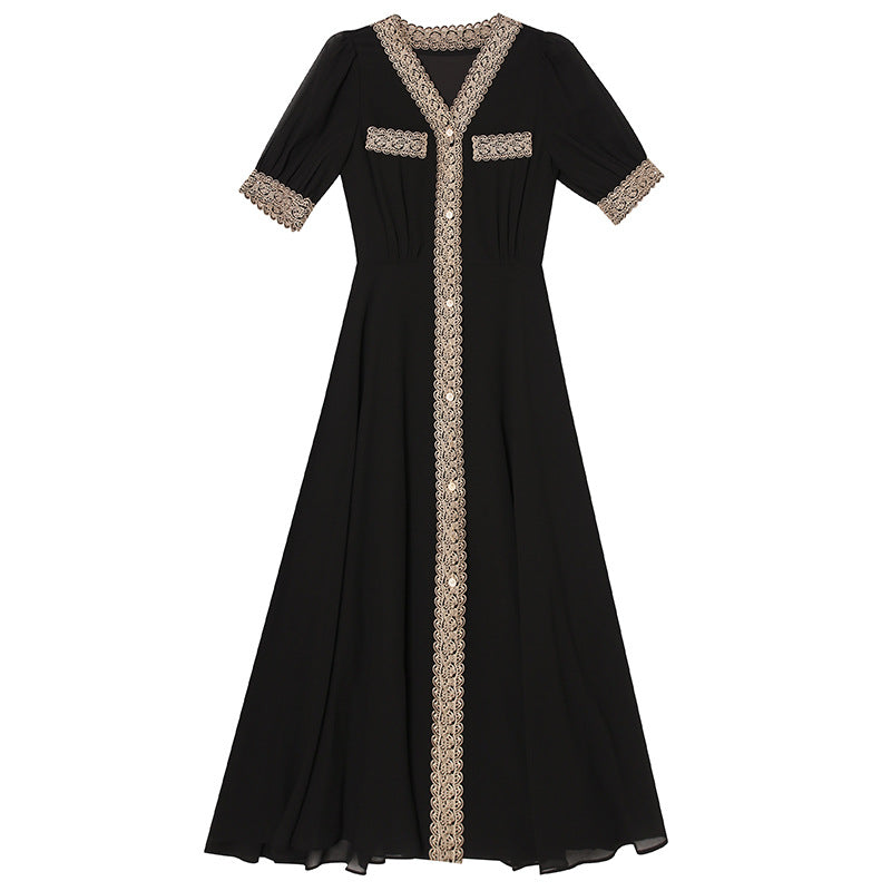 Tall embroidered thin long big swing skirt