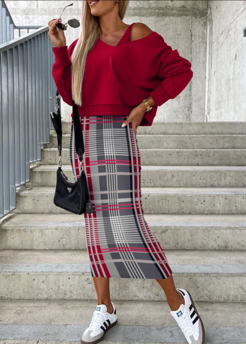 Autumn and winter bat-sleeved long skirts