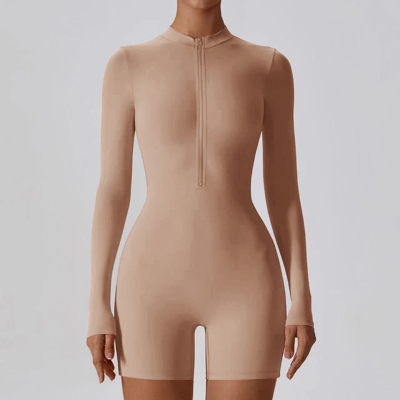 Long Sleeve Zipper Romper