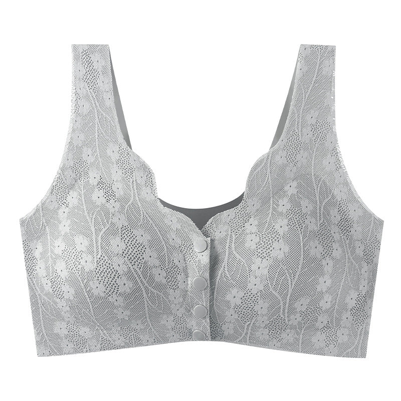 Seamless bra with a front-opening button
