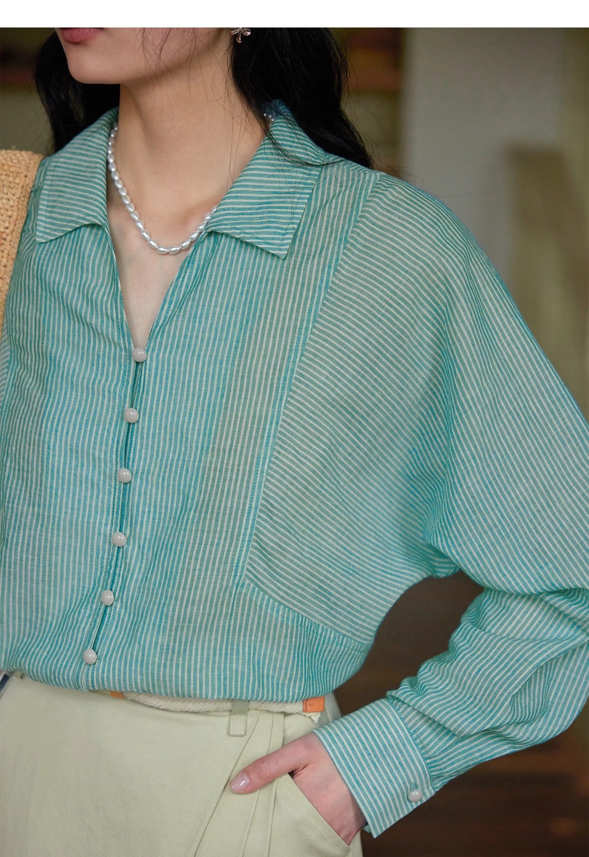 Striped thin sun-protective shirt