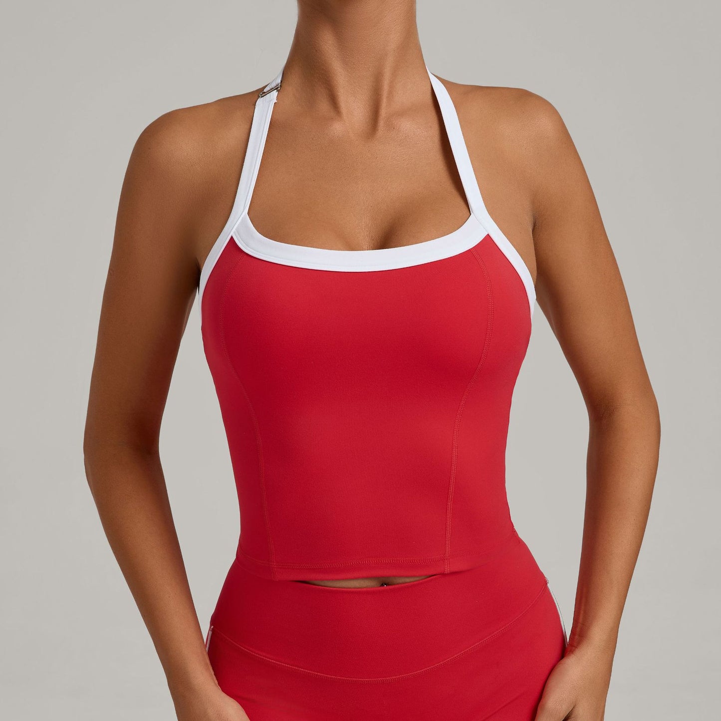 Adjustable shoulder strap halter-neck yoga vest