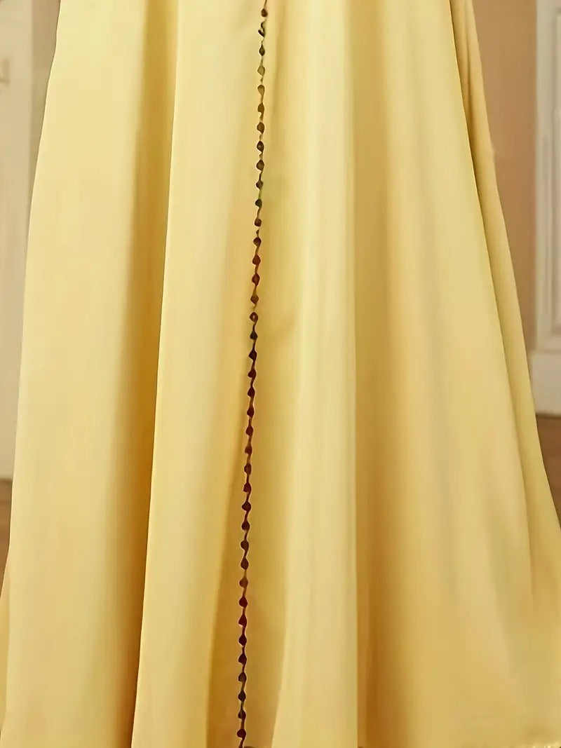 Embroidered V-neck  Jellabiya robe