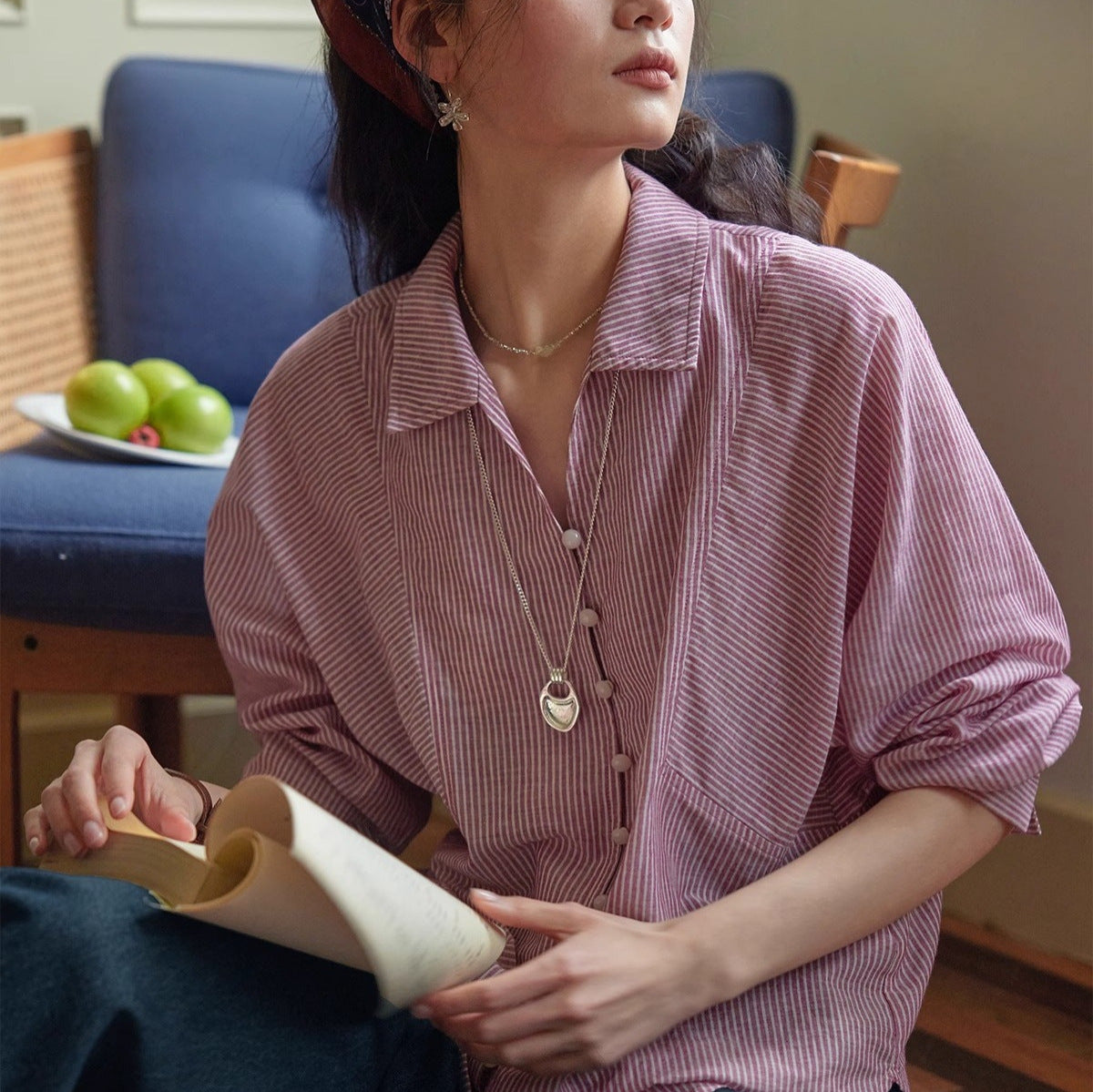 Striped thin sun-protective shirt