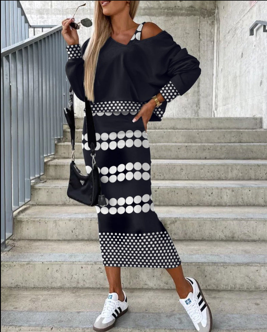 Autumn and winter bat-sleeved long skirts