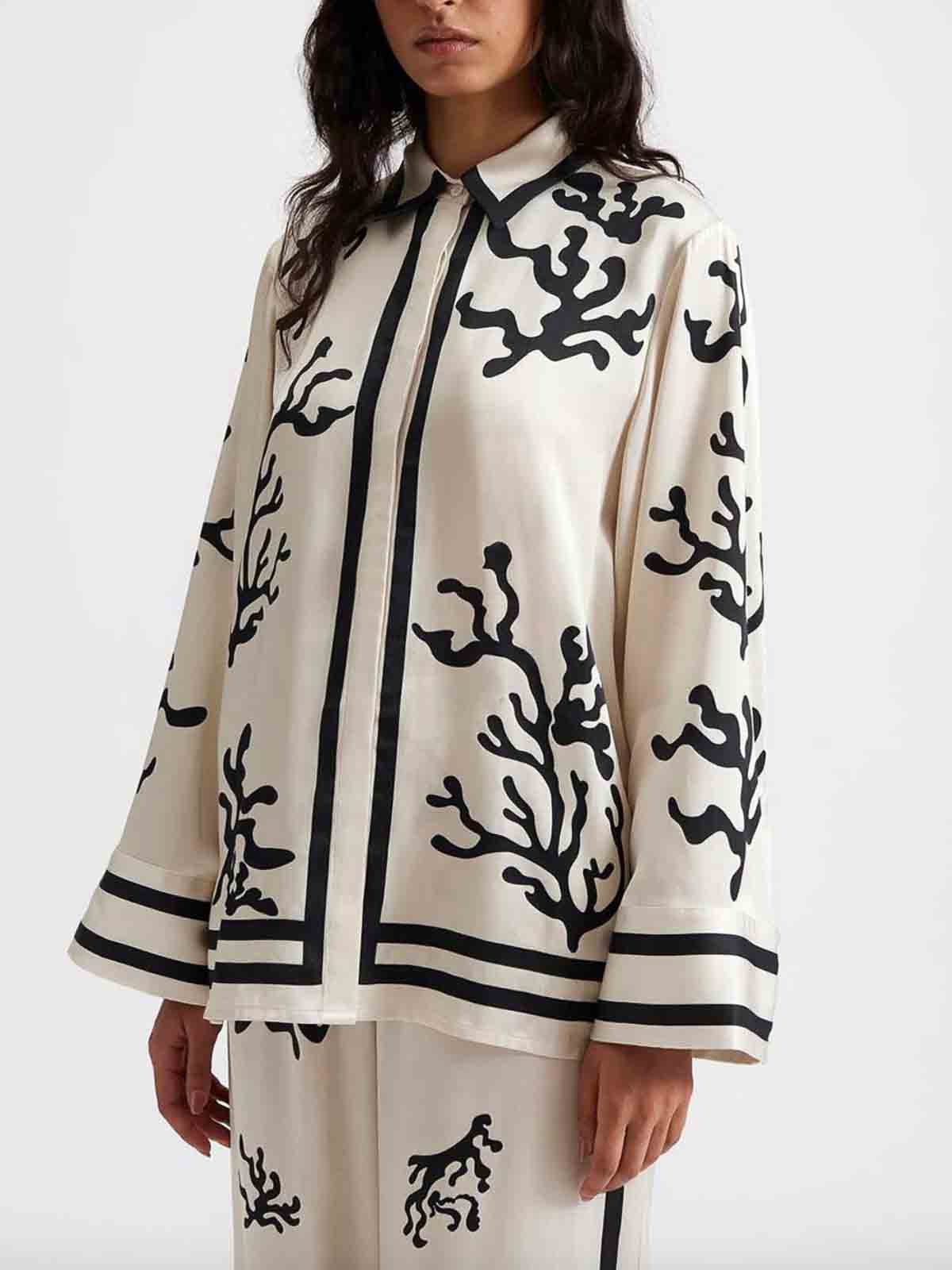 Two loose and casual pieces with printed and color-blocked patterns