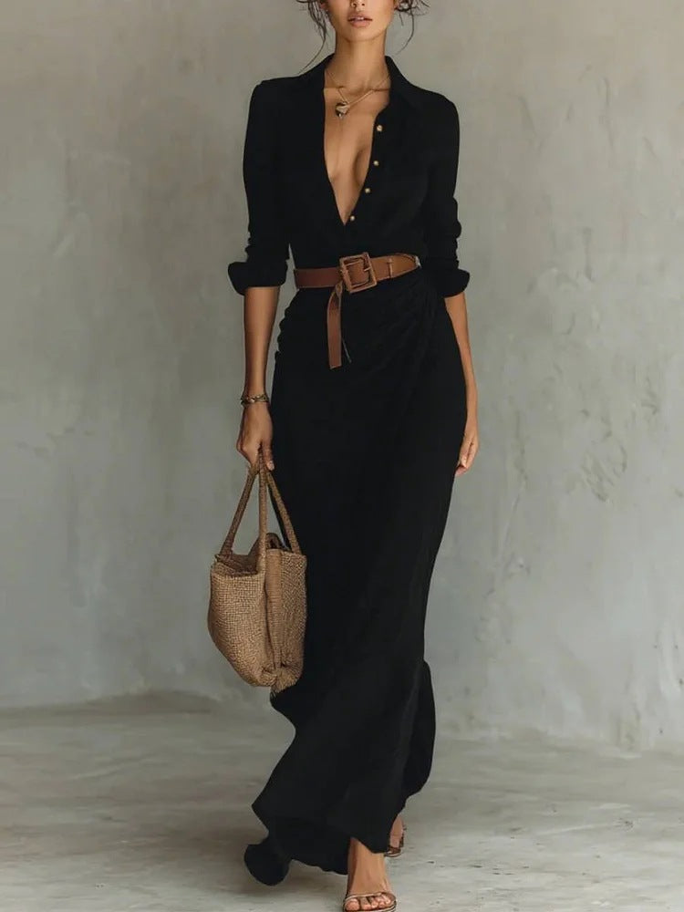 Irregular pleats and a belt