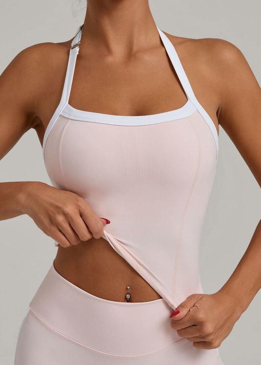 Adjustable shoulder strap halter-neck yoga vest