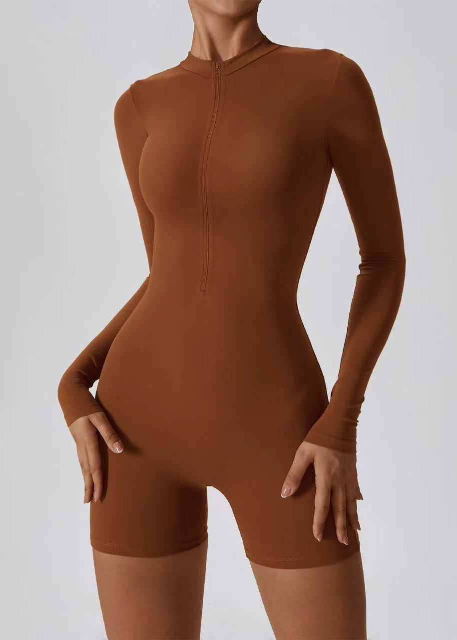 Long Sleeve Zipper Romper