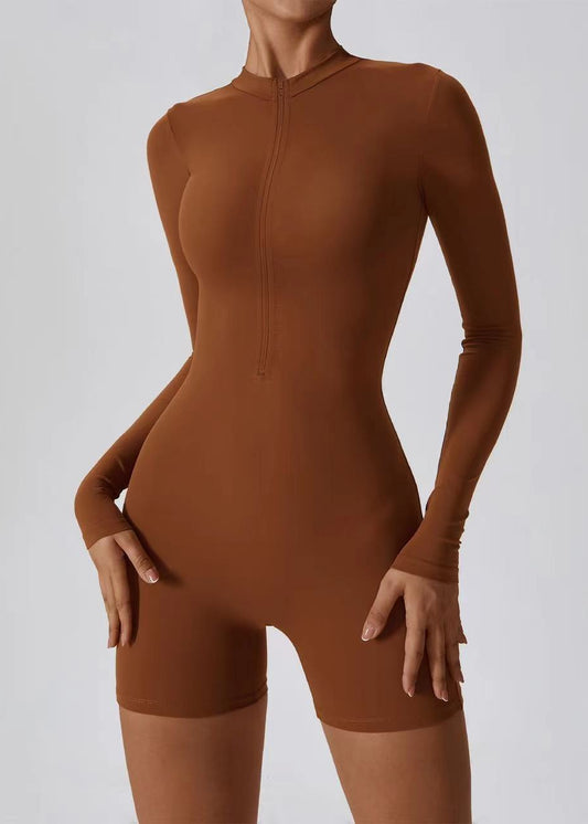 Long Sleeve Zipper Romper