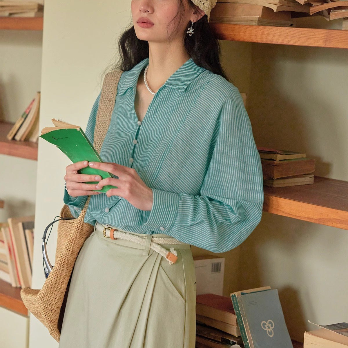 Striped thin sun-protective shirt