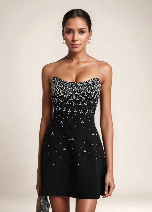 The rhine embellishment elegant and slimming evening dress