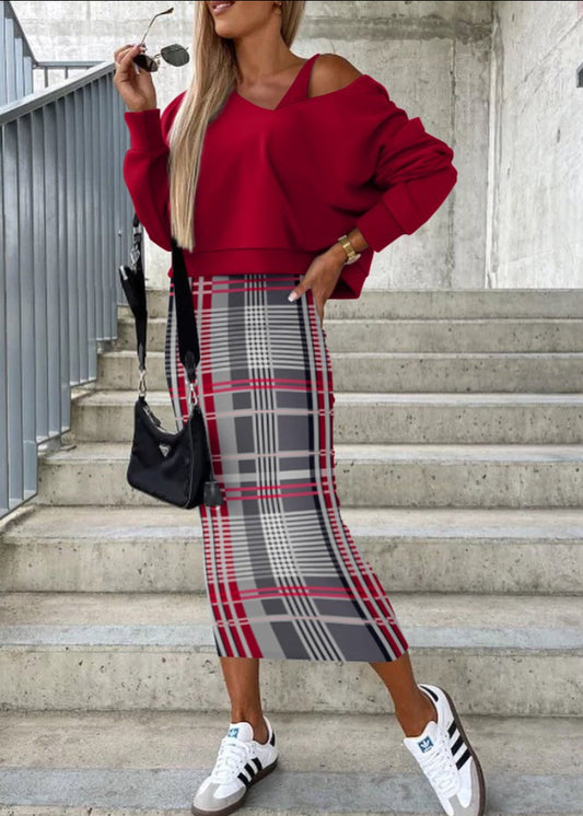 Autumn and winter bat-sleeved long skirts