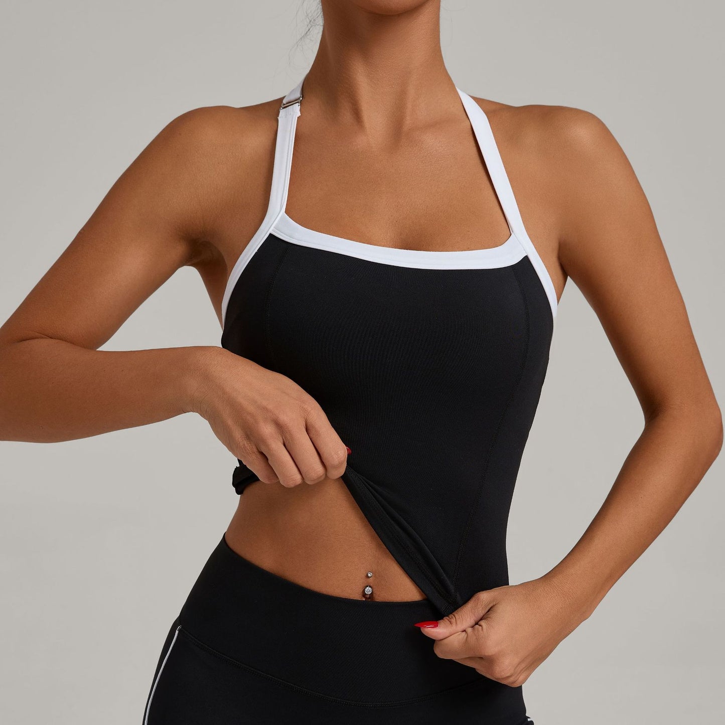 Adjustable shoulder strap halter-neck yoga vest